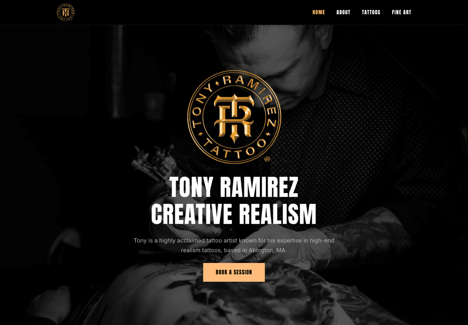 Tony Ramirez Tattoo website homepage